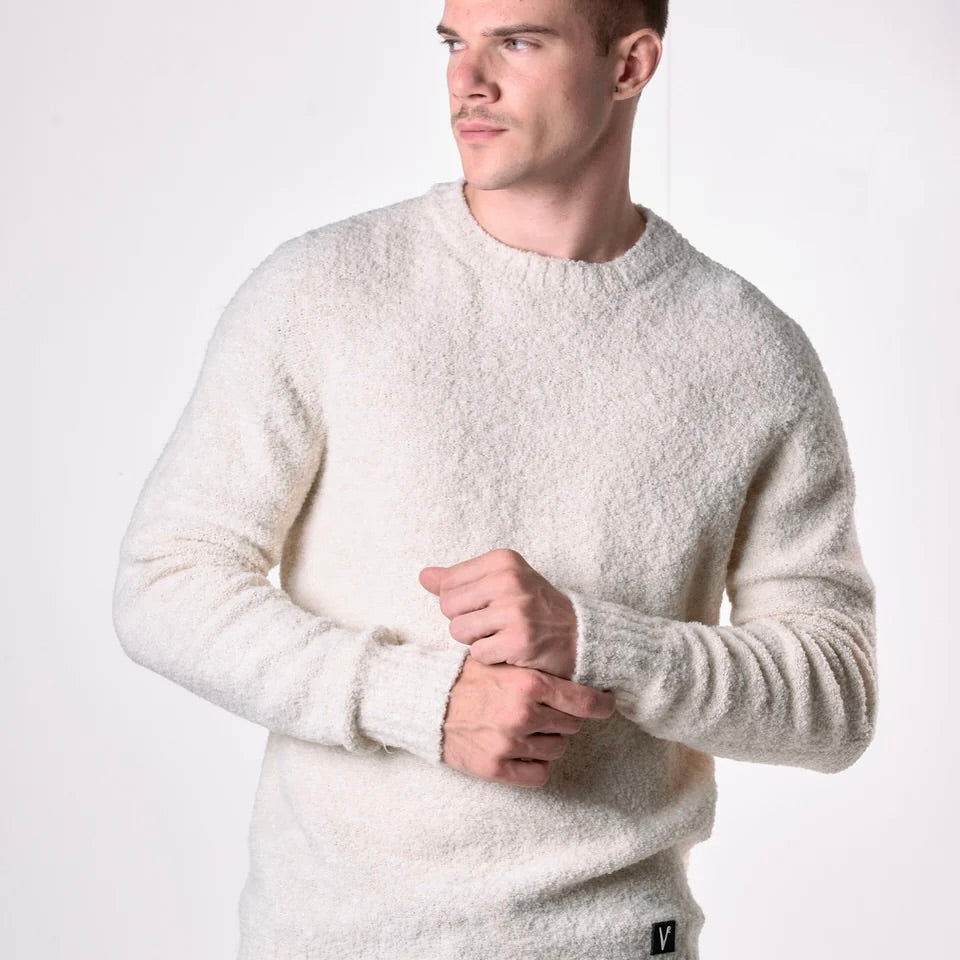V2 | MAGLIONE GIROCOLLO FILATO EXTRA-SOFT PANNA