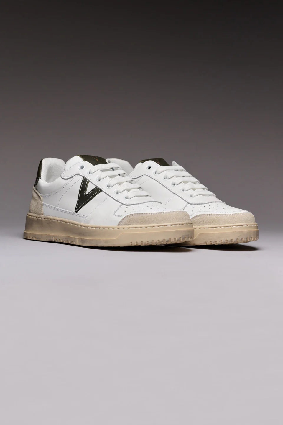 COLLEGE - SNEAKERS BIANCA CON RETRO E INSERTO VERDE MILITARE