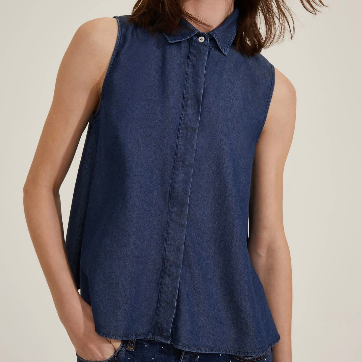 EMME Marella | Camicia in chambray blue jeans