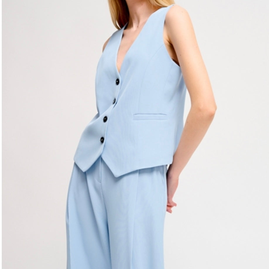 MARYLEY | Coordinato gilet-pantalone celeste
