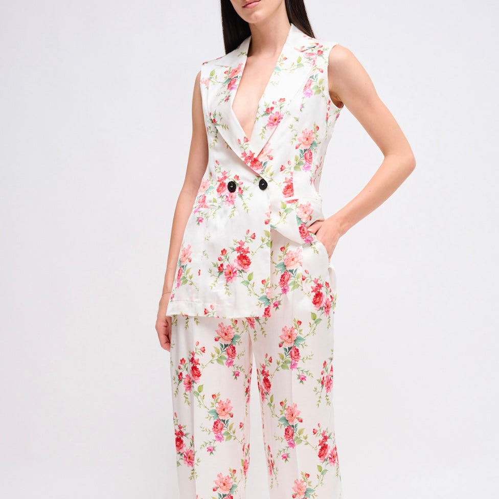 MARYLEY | Coordinato gilet-pantalone floreale