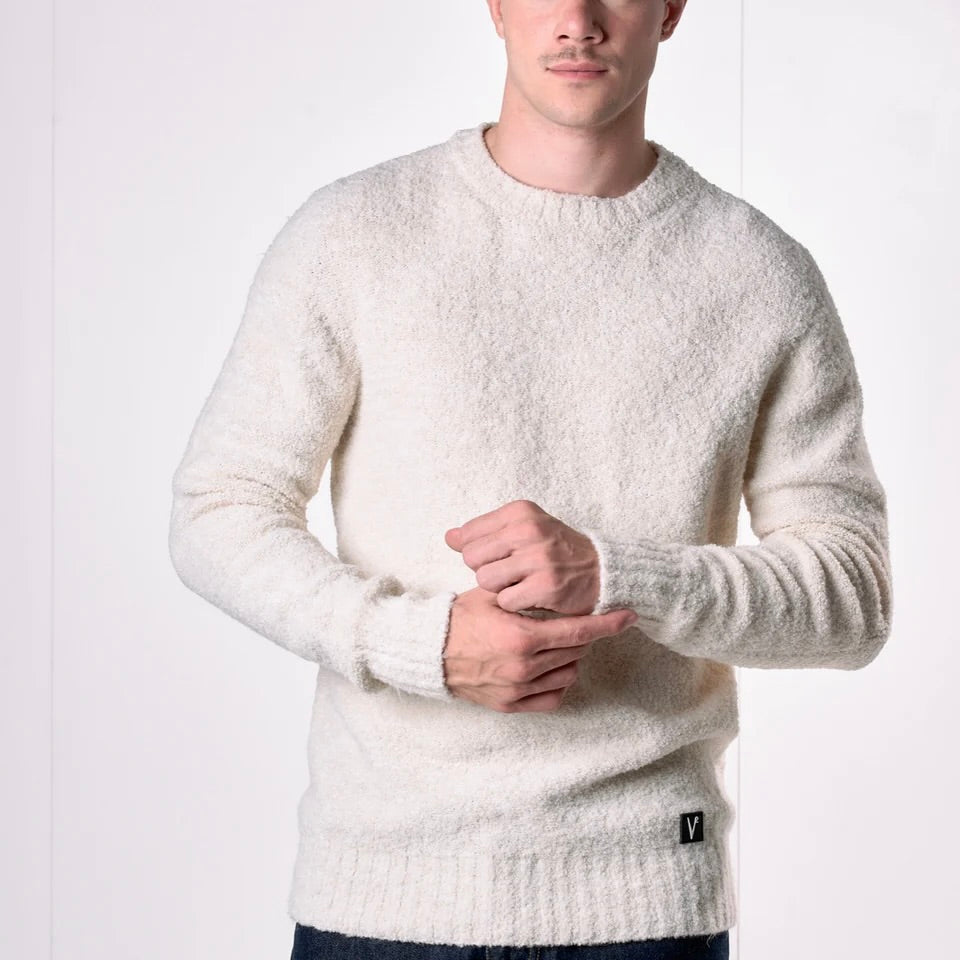 V2 | MAGLIONE GIROCOLLO FILATO EXTRA-SOFT PANNA