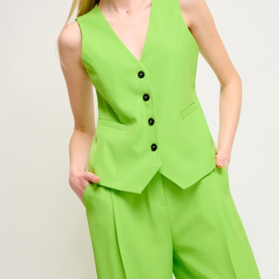 MARYLEY | Coordinato gilet-pantalone verde mela