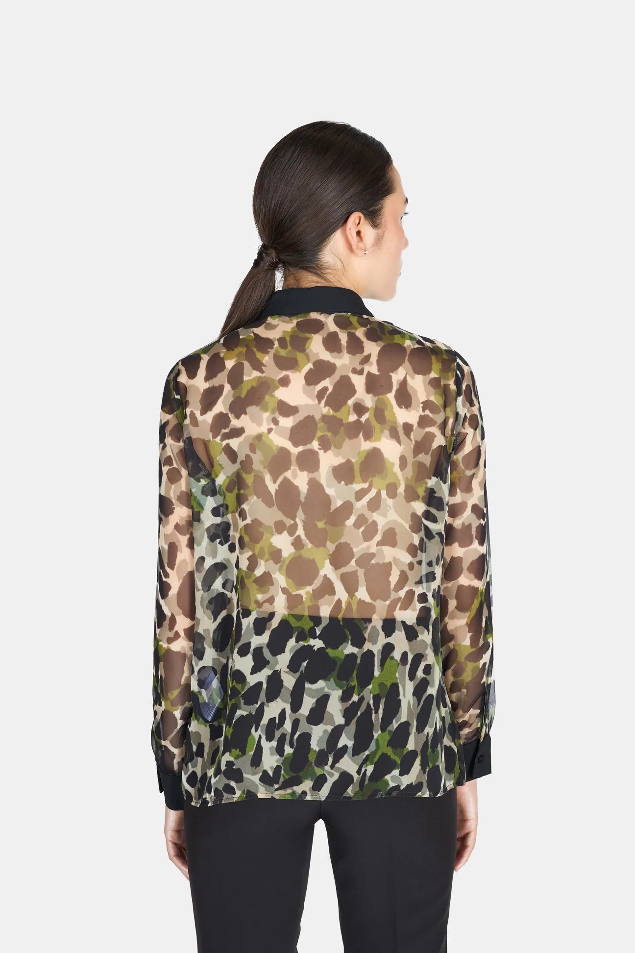 Camicia animalier verde/nero