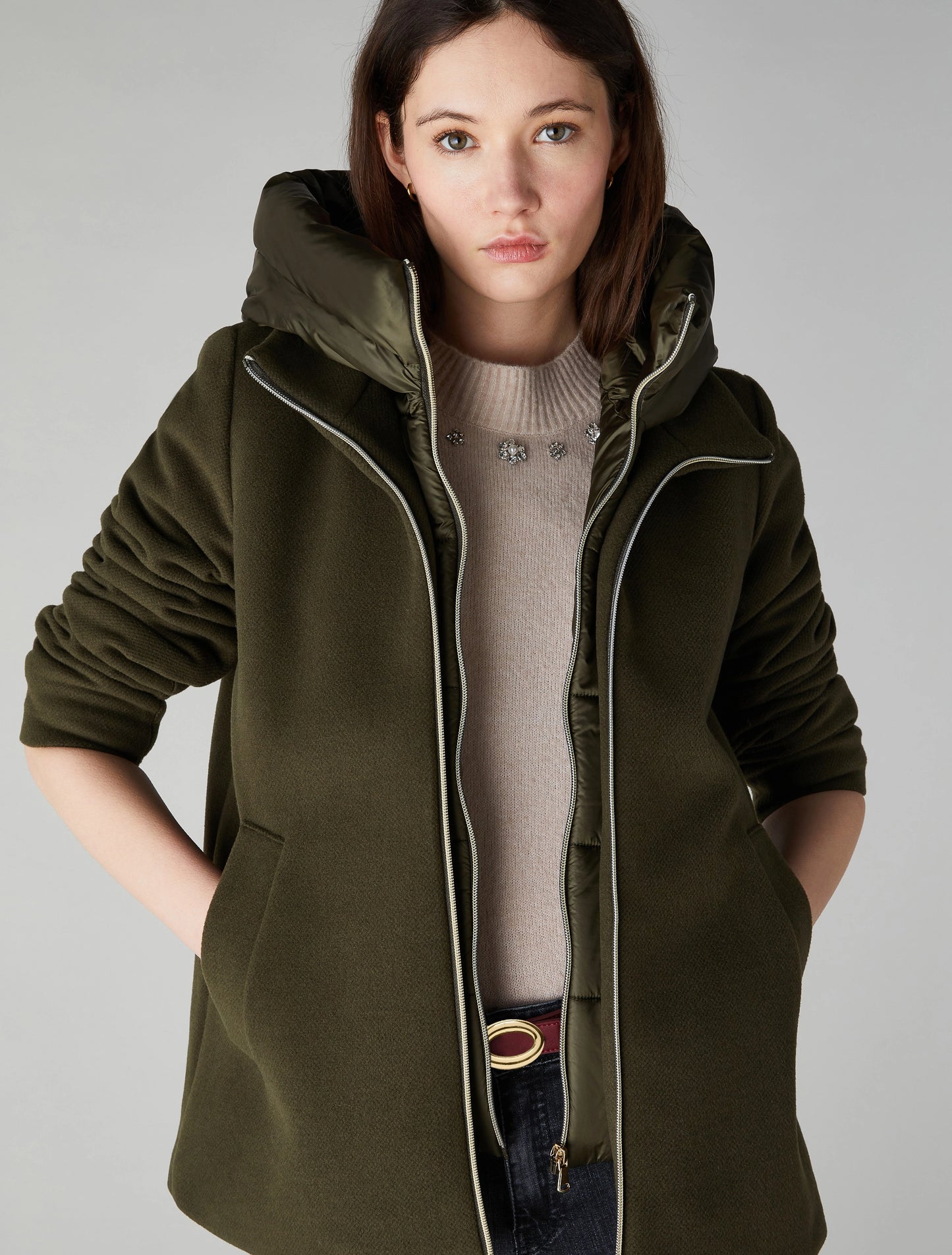 EMME Marella | Cappotto imbottito corto Vivace verde militare