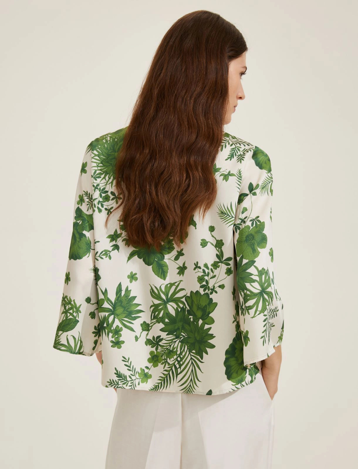 Emme Marella | Camicia svasata fantasia floreale - verde