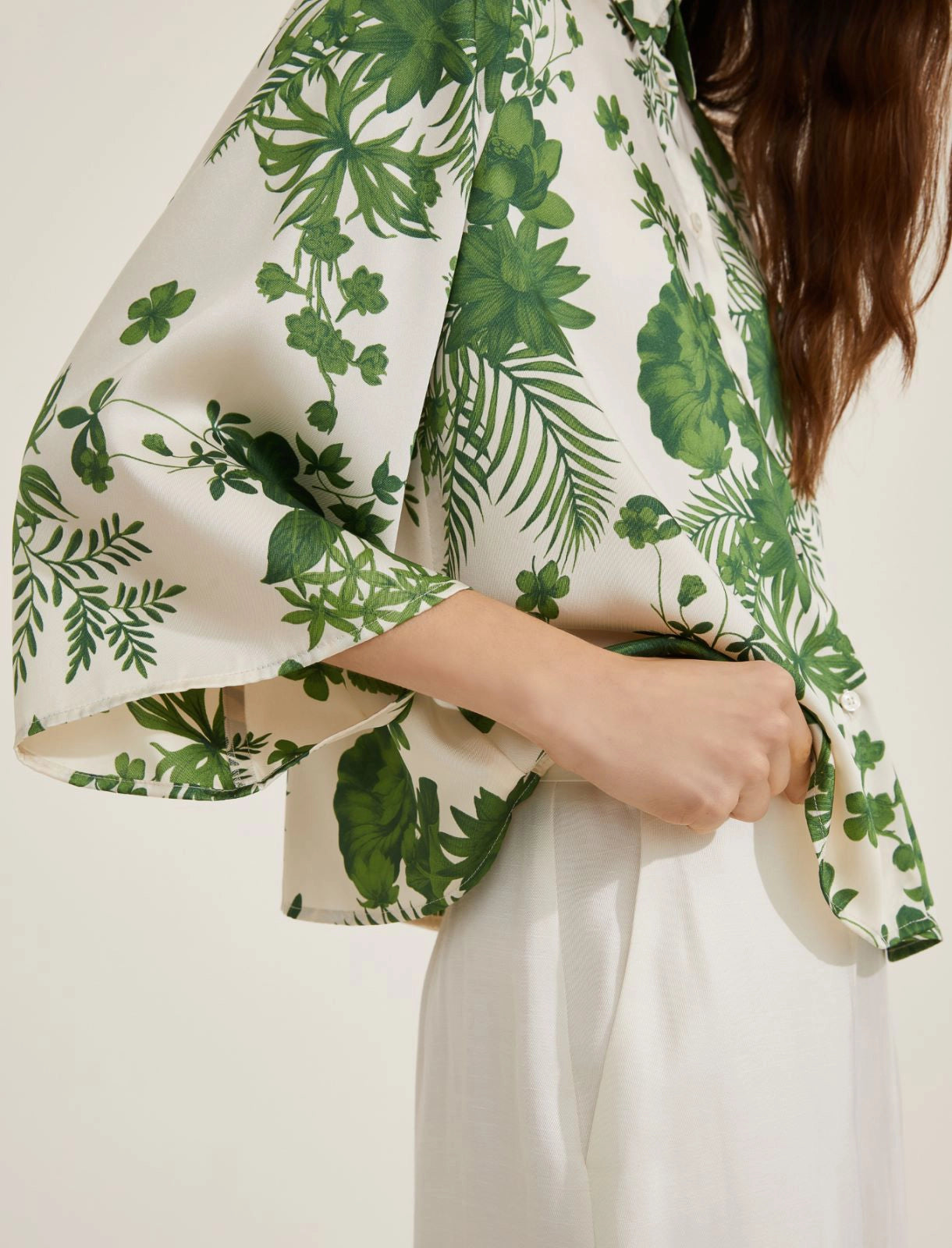 Emme Marella | Camicia svasata fantasia floreale - verde